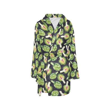 Artichoke Pattern Print Design 01 Women's Fleece Robe