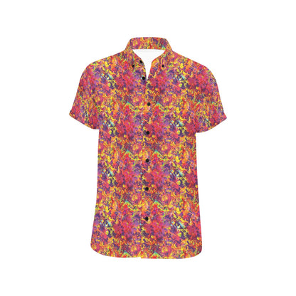 Splatter Print Design LKS303 Men Short Sleeve Button Up Shirt