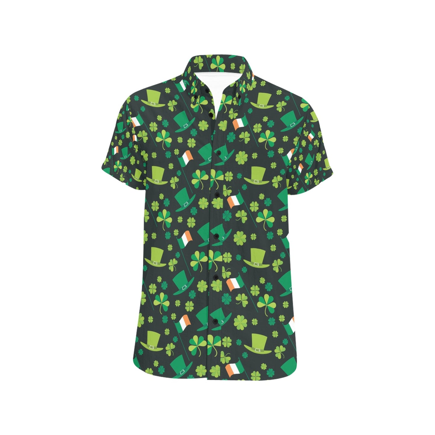 Shamrock Saint Patrick's Day Print Design LKS304 Men Short Sleeve Button Up Shirt