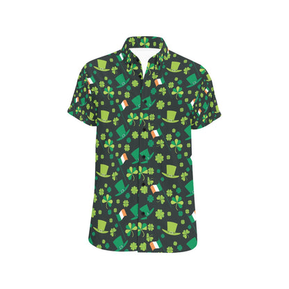 Shamrock Saint Patrick's Day Print Design LKS304 Men Short Sleeve Button Up Shirt
