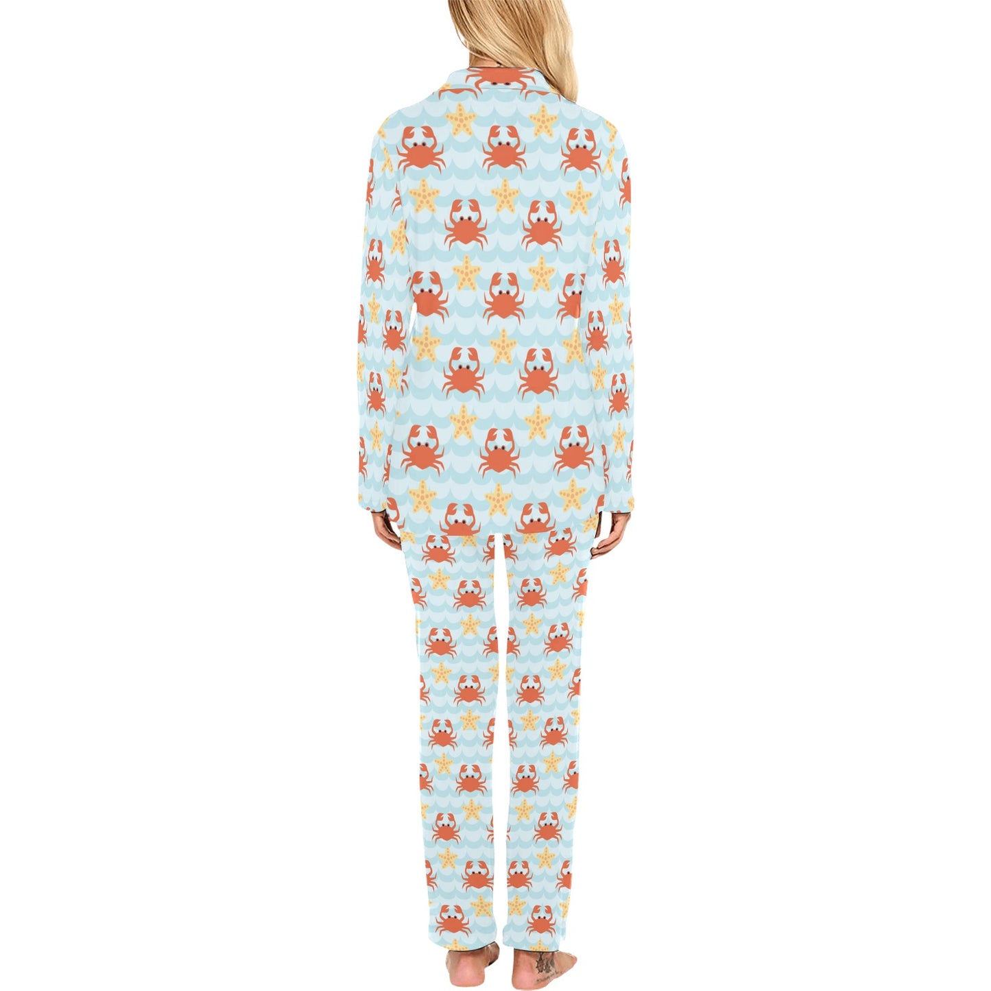 Crab Pattern Print Design 03 Women's Long Pajama Set