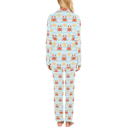 Crab Pattern Print Design 03 Women's Long Pajama Set