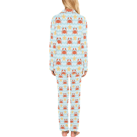 Crab Pattern Print Design 03 Women's Long Pajama Set