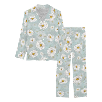 Daisy Pattern Print Design DS012 Women's Long Pajama Set