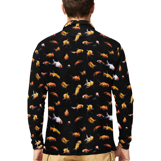 Goldfish Print Design LKS402 Long Sleeve Polo Shirt For Men's