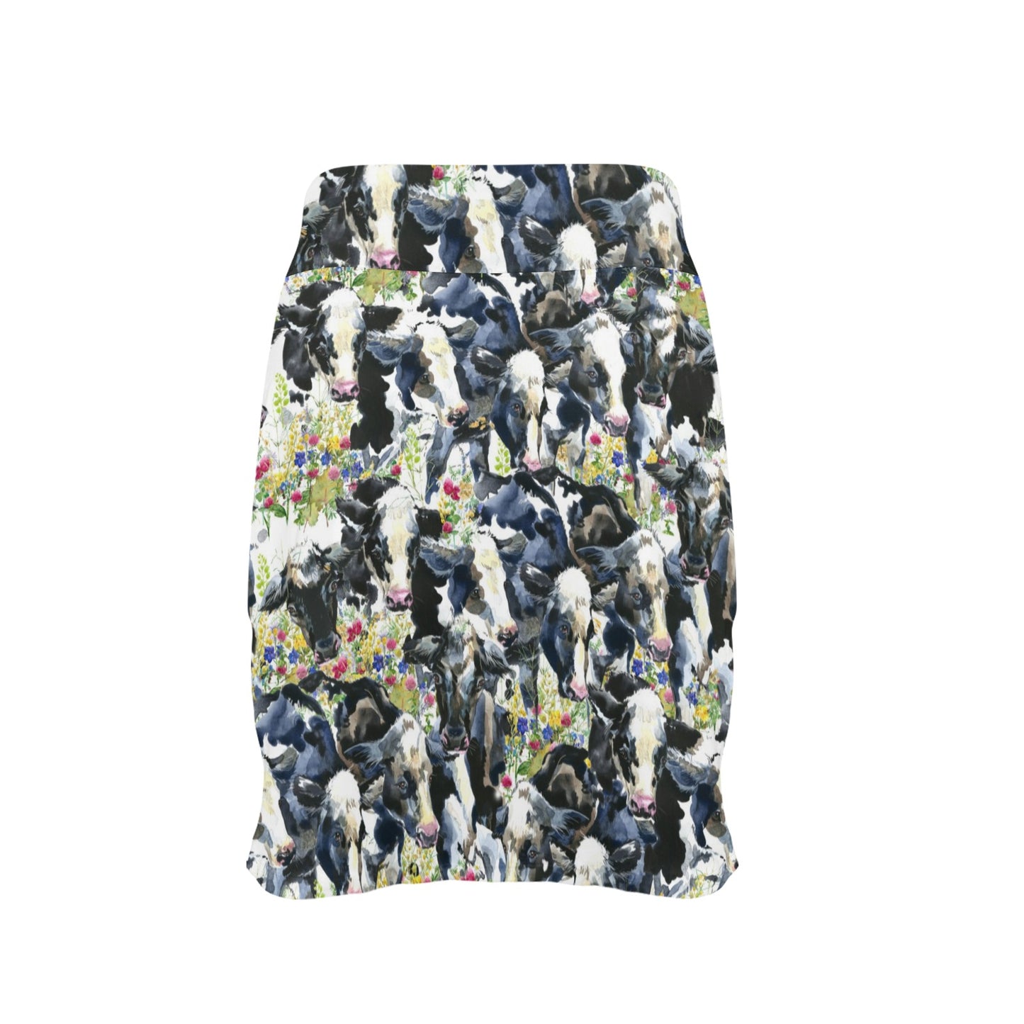 Cow Watercolor Print Pattern 17" Golf & Pickleball Skort with Pockets