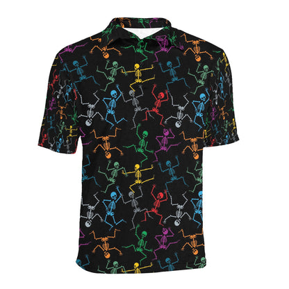Skeleton Colorful Print Design LKS302 Men Polo Shirt