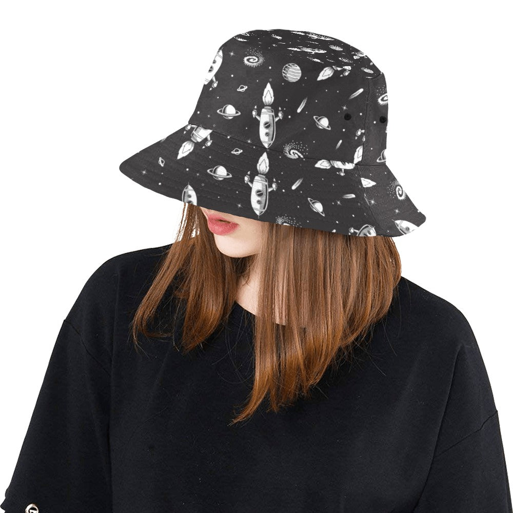 Space Rocket Print Design LKS303 Unisex Bucket Hat