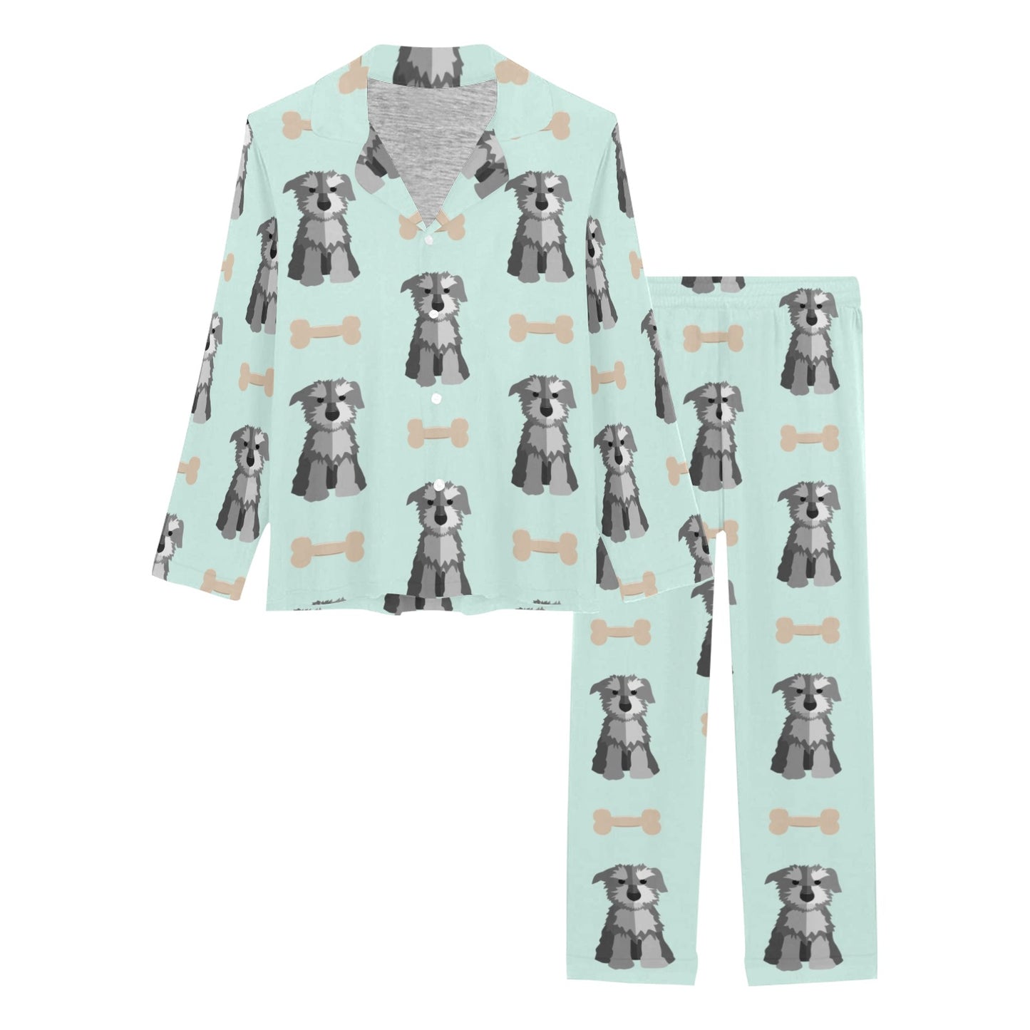 Schnauzers Pattern Print Design A03 Women's Long Pajama Set
