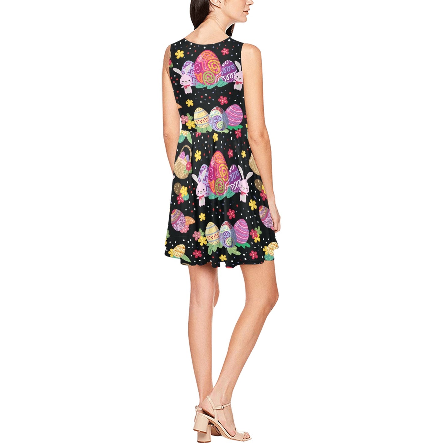 Easter Eggs Pattern Print Design RB06 Sleeveless Dress
