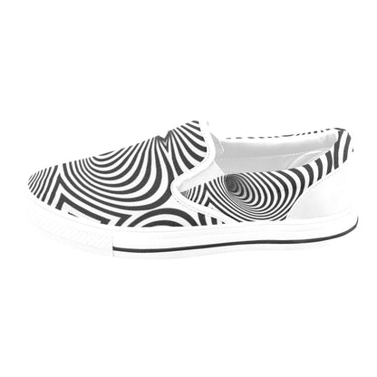 Vortex Print Design LKS303 White Slip Ons Canvas Women's Shoes
