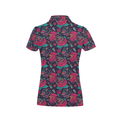 Old School Tattoo Print Women's Polo Shirt