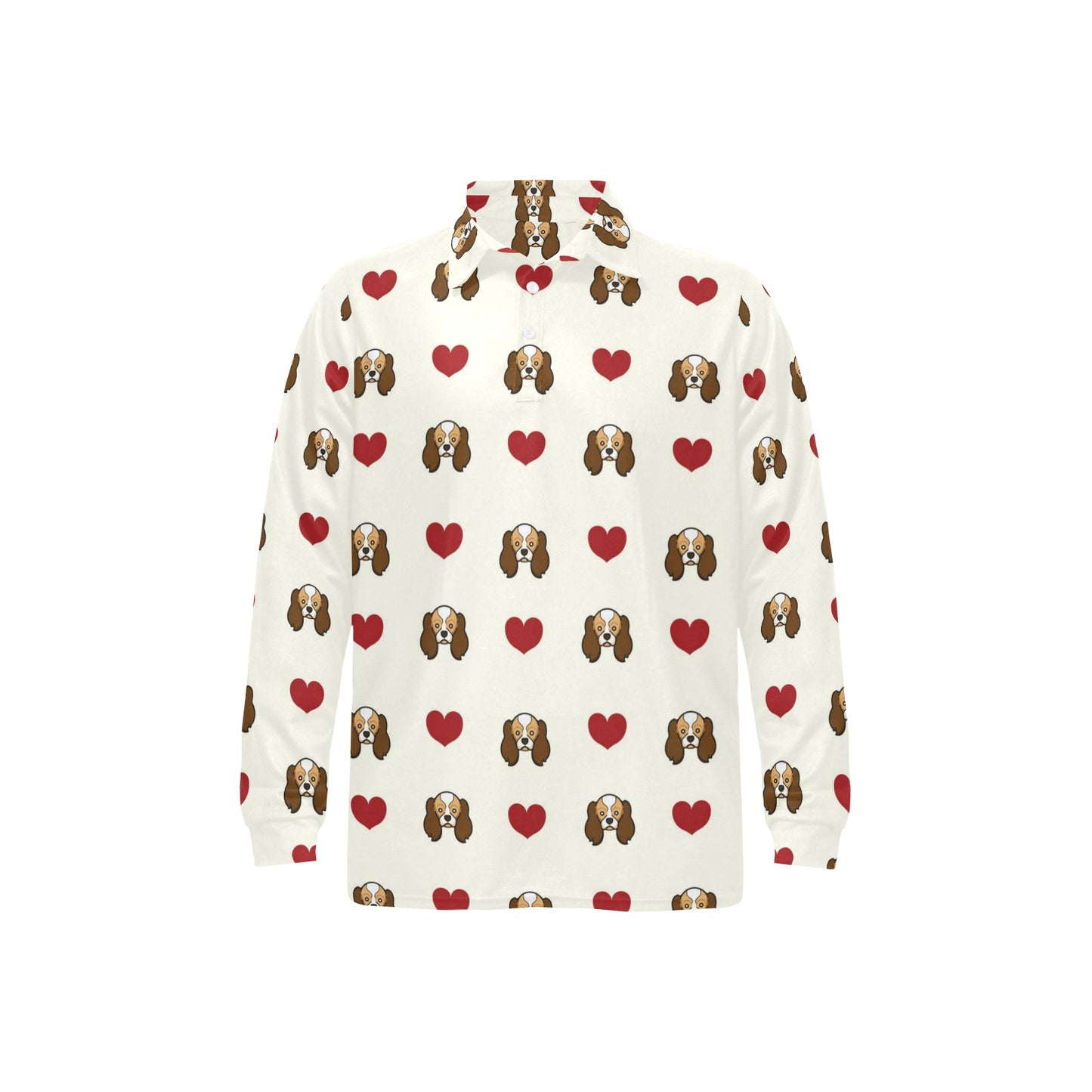Cavalier King Charles Spaniels Pattern Print Design 01 Long Sleeve Polo Shirt For Men's
