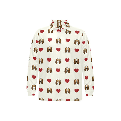 Cavalier King Charles Spaniels Pattern Print Design 01 Long Sleeve Polo Shirt For Men's