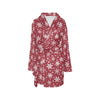 Snowflake Red Print Design LKS302 Women's Fleece Robe