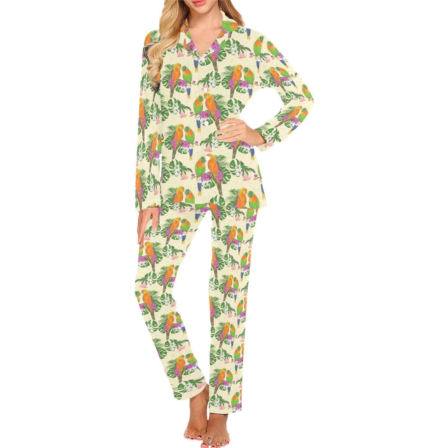 Conures Pattern Print Design 02 Women's Long Pajama Set