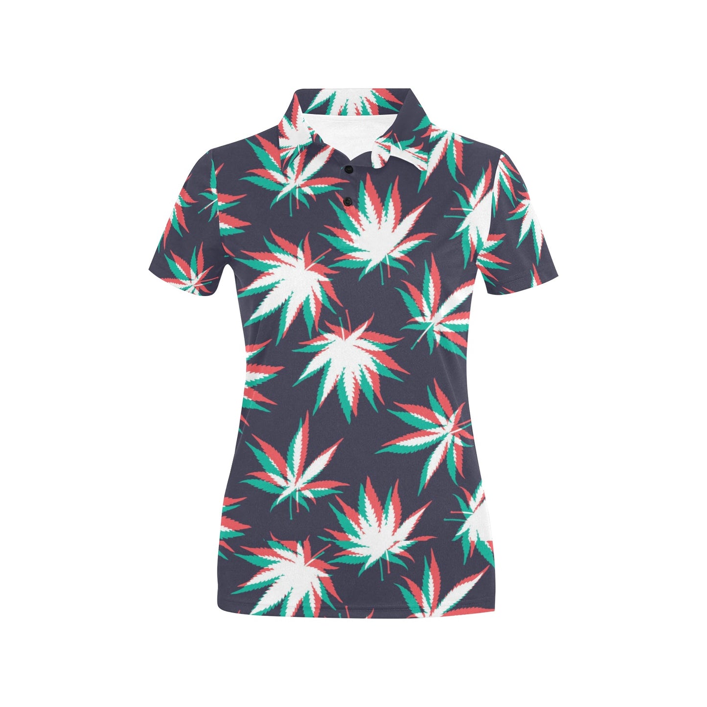 Pot Leaf Pattern Print Design A01 Women's Polo Shirt