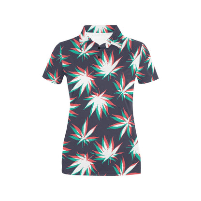 Pot Leaf Pattern Print Design A01 Women's Polo Shirt