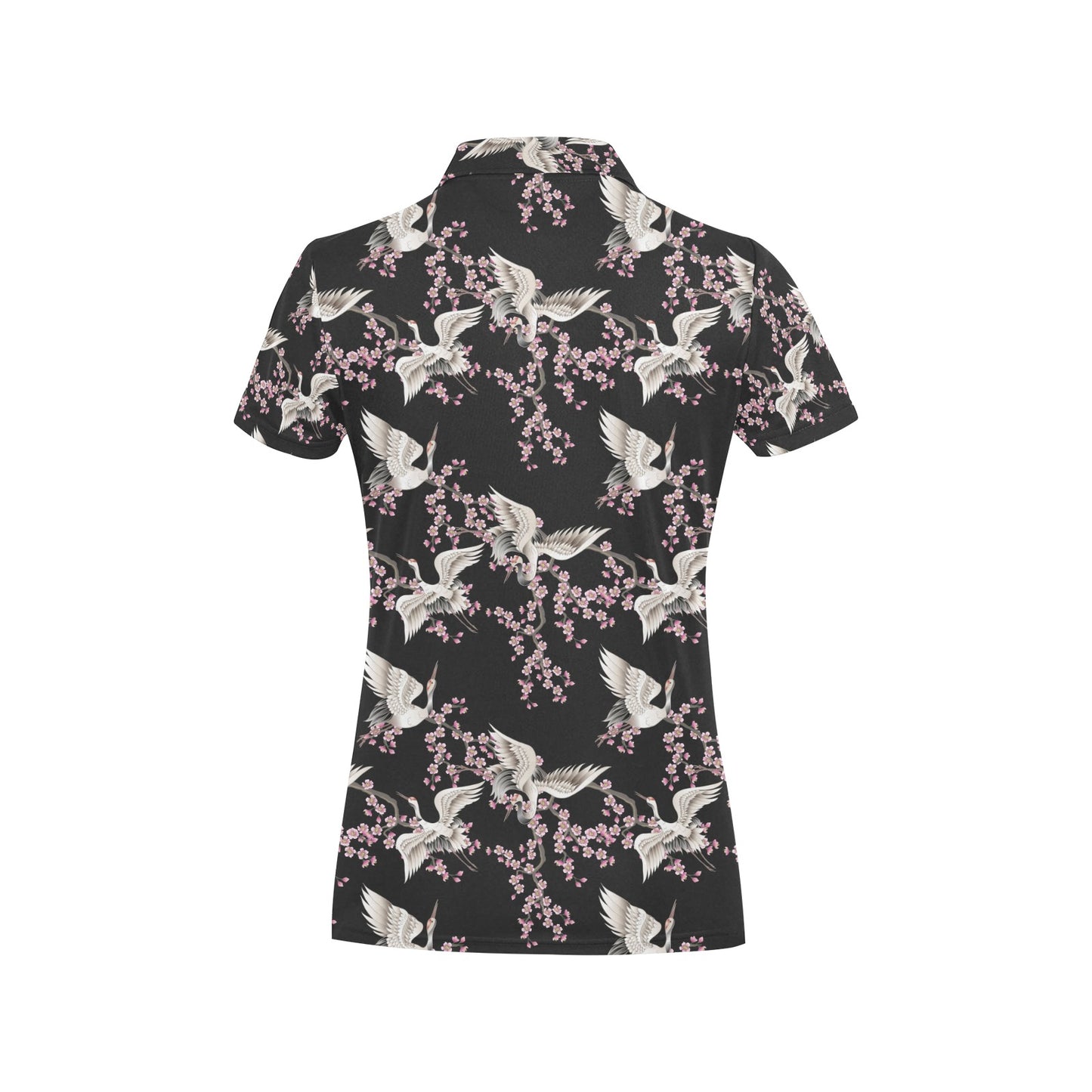 Crane Pattern Print Design 01 Women's Polo Shirt