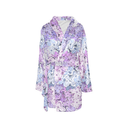 Lilac Pattern Print Design LI01 Women's Fleece Robe