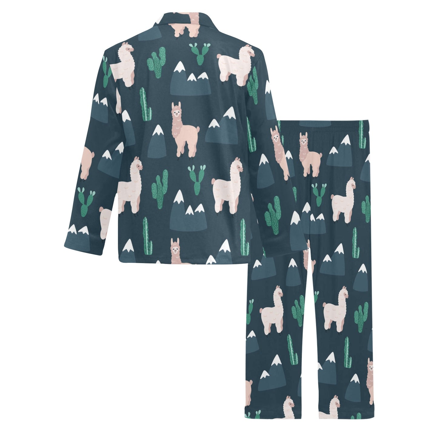 Llama Pattern Print Design 06 Men's Long Pajama Set