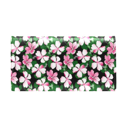 Hibiscus Pink Flower Hawaiian Print Women's Trifold Wallet