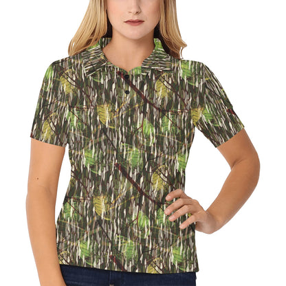 Camouflage Realtree Pattern Print Design 02 Women's Polo Shirt