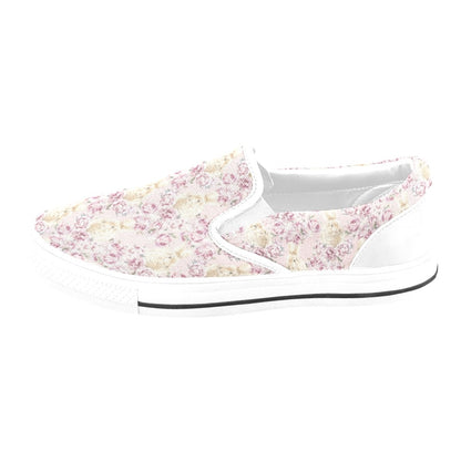 Rabbit Print Design LKS403 White Slip Ons Canvas Women's Shoes