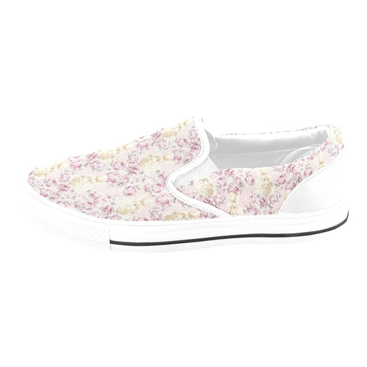 Rabbit Print Design LKS403 White Slip Ons Canvas Women's Shoes