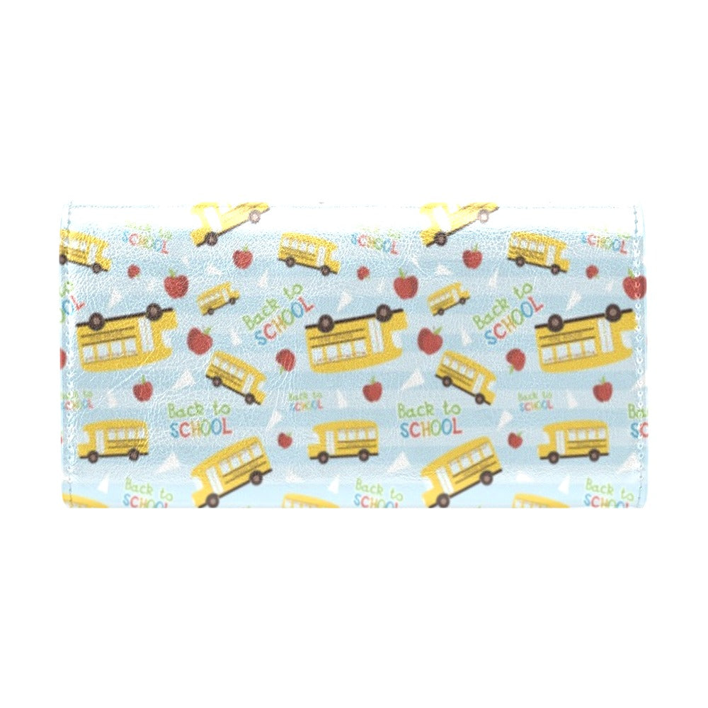 School Bus Back To School Print Design LKS303 Women's Trifold Wallet