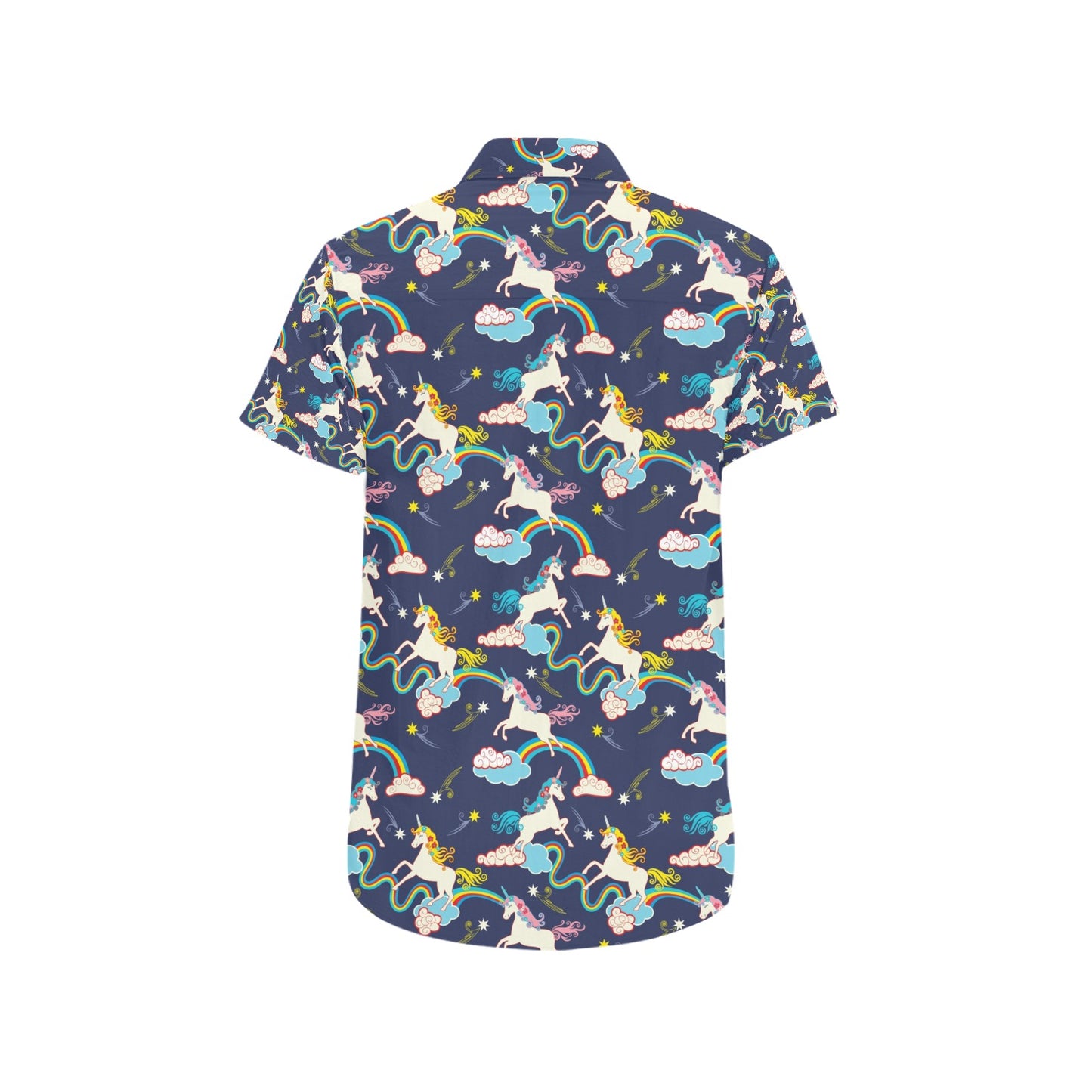 Unicorn Print Design LKS304 Men Short Sleeve Button Up Shirt