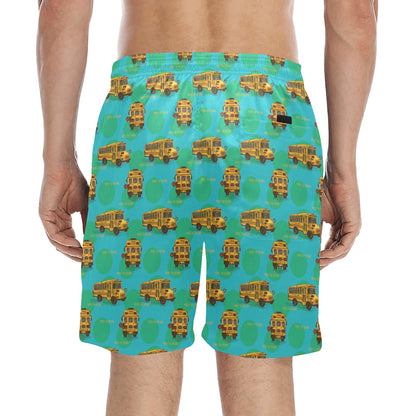 School Bus Print Design LKS308 Men's Swim Trunks Beach Shorts