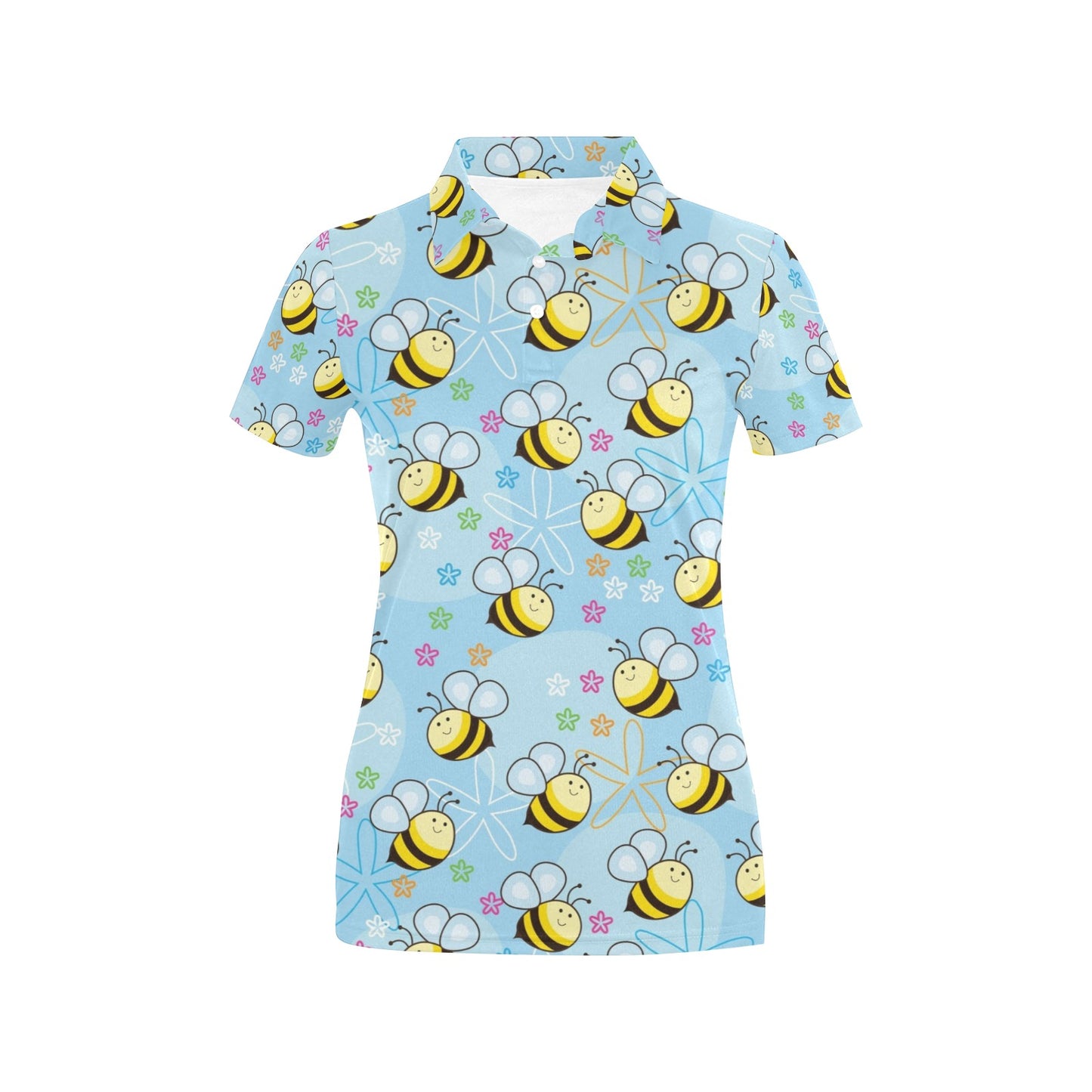 Bee Pattern Print Design BEE03 Women's Polo Shirt