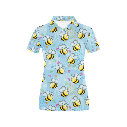 Bee Pattern Print Design BEE03 Women's Polo Shirt