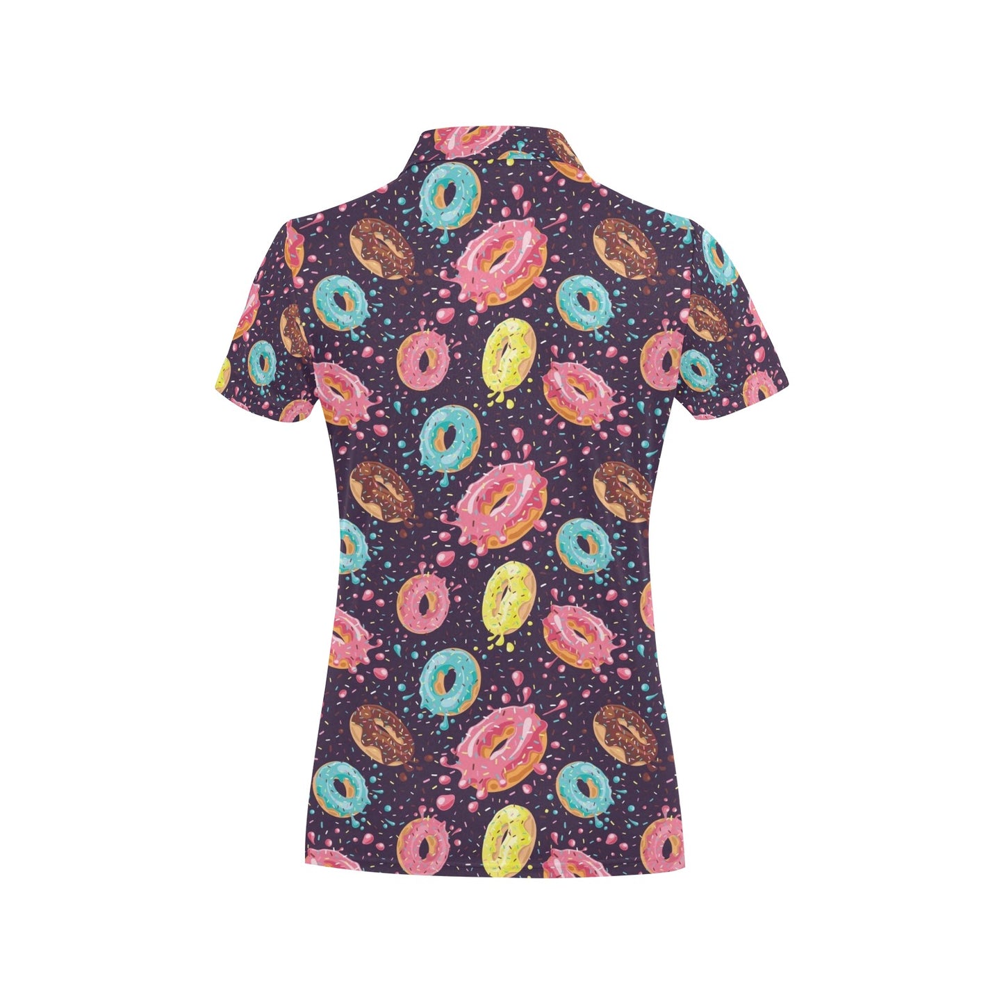 Donut Pattern Print Design DN03 Women's Polo Shirt