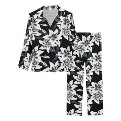 Lily Pattern Print Design 03 Women's Long Pajama Set