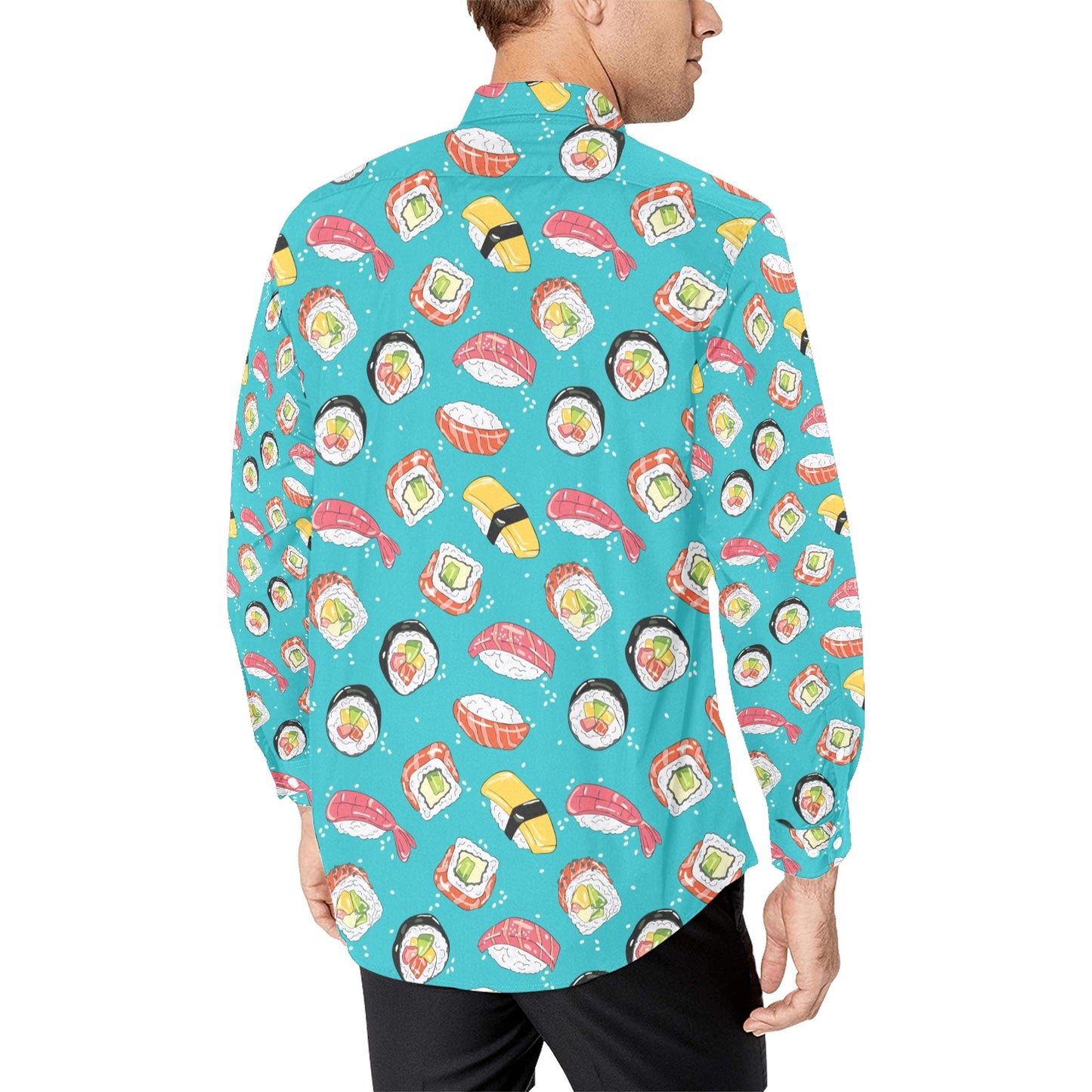 Sushi Print Design LKS305 Men's Long Sleeve Dress Shirt