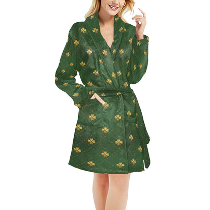 Clover Pattern Print Design 01 Women's Fleece Robe