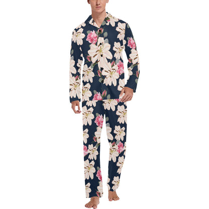 Lily Pattern Print Design LY04 Men's Long Pajama Set