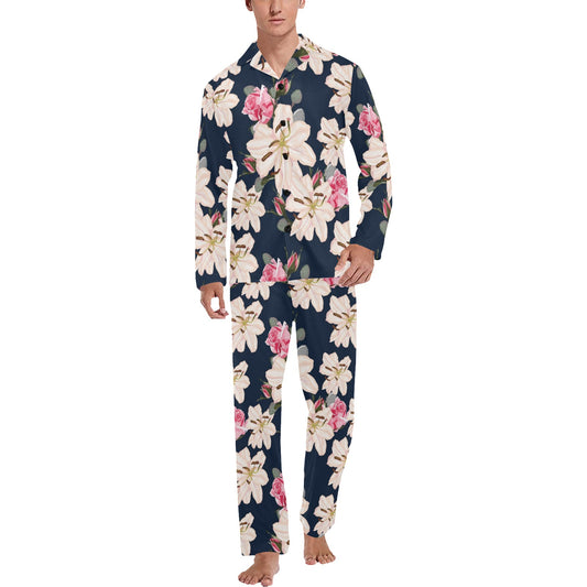 Lily Pattern Print Design LY04 Men's Long Pajama Set
