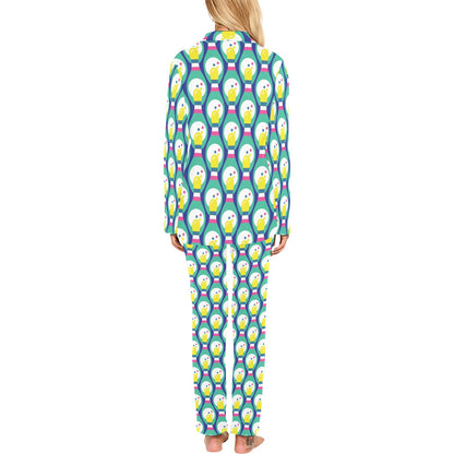 Bowling Pattern Print Design 04 Women's Long Pajama Set