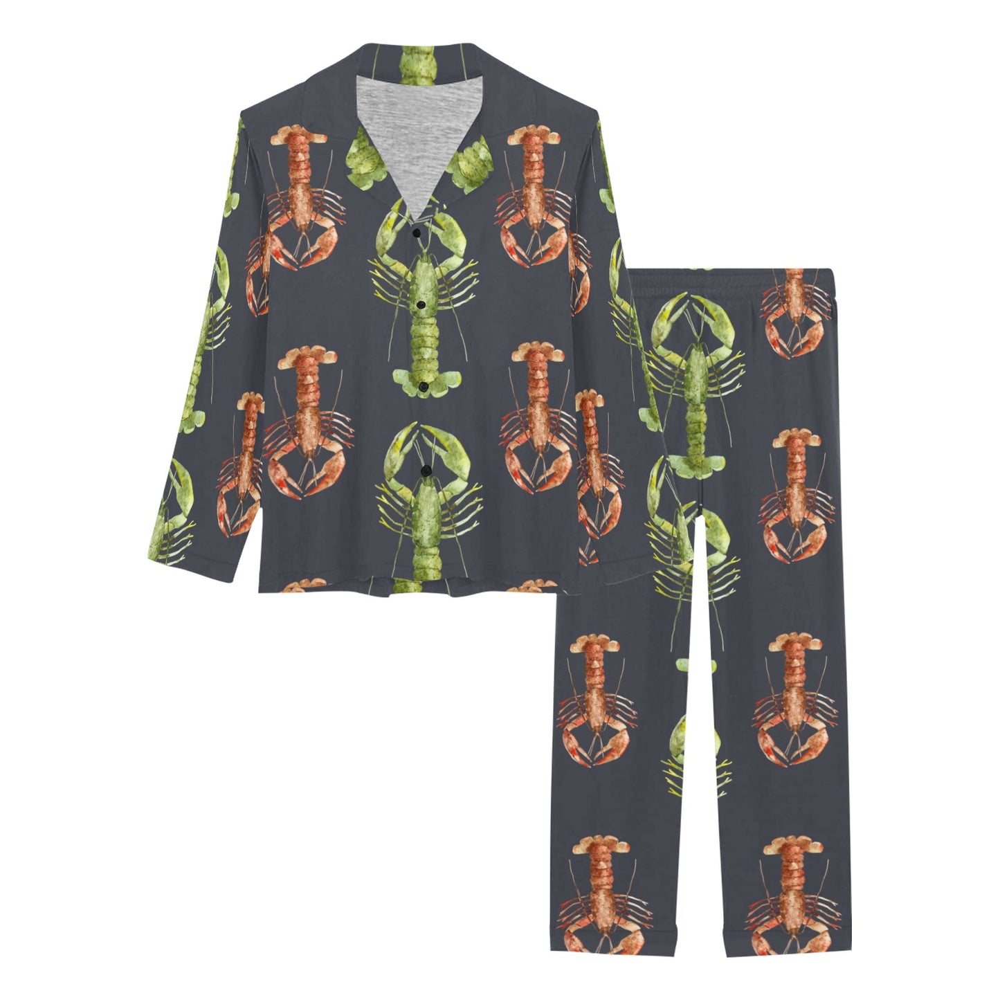 Lobster Pattern Print Design 01 Women's Long Pajama Set