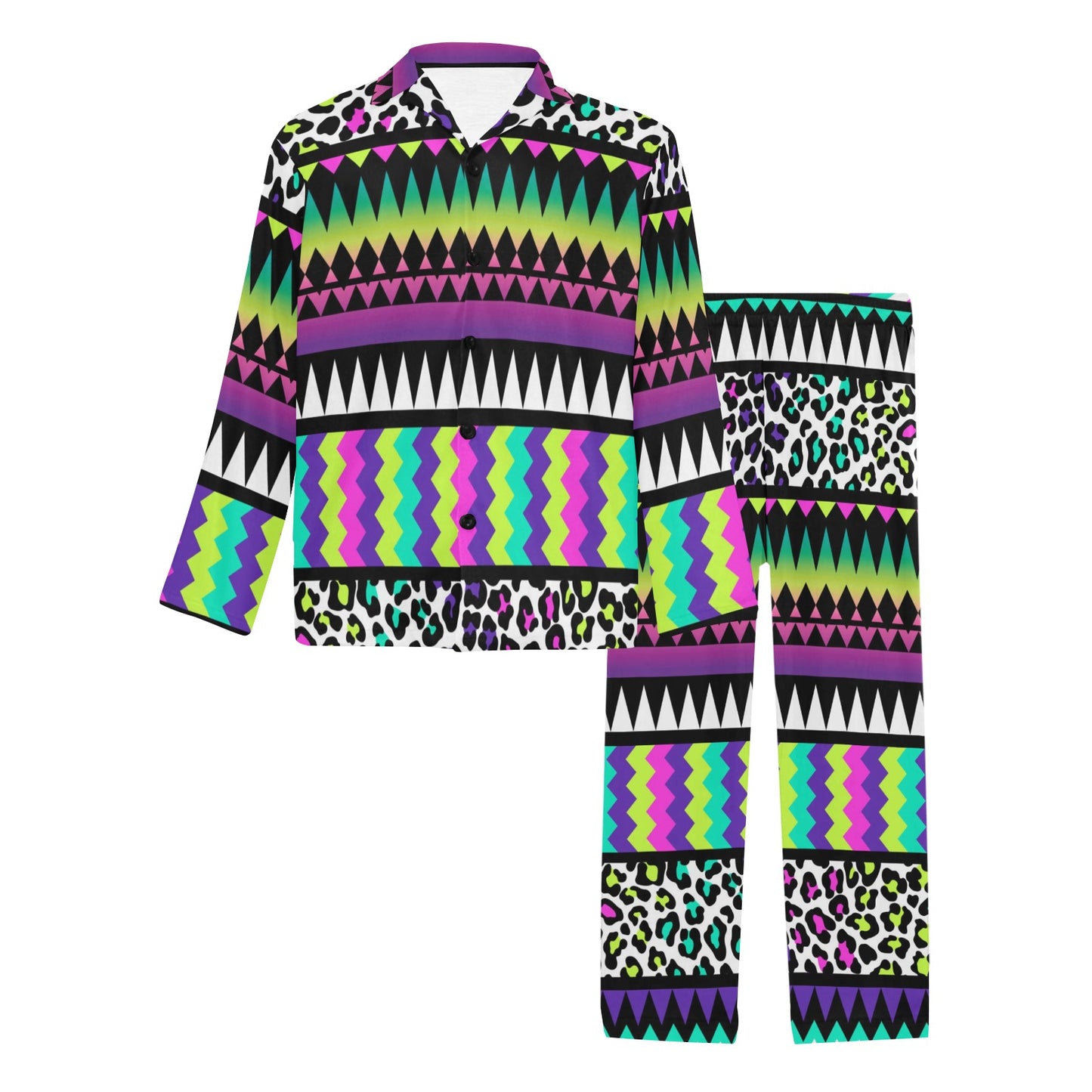 Animal Skin Aztec Rainbow Men's Long Pajama Set