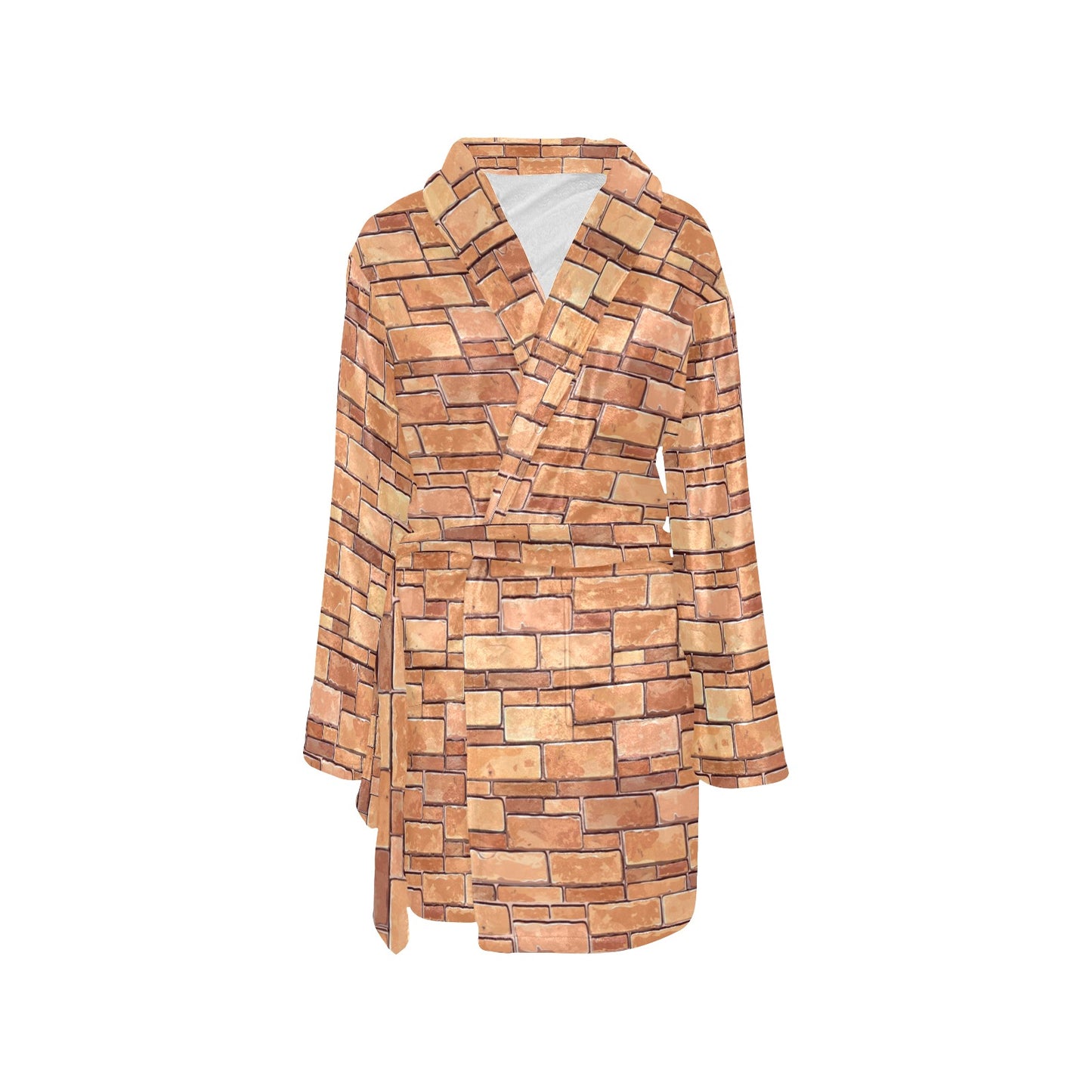 Brick Pattern Print Design 01 Women's Fleece Robe