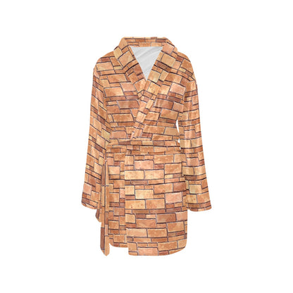 Brick Pattern Print Design 01 Women's Fleece Robe