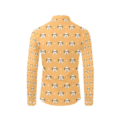 Shih Tzu Print Design LKS303 Men's Long Sleeve Dress Shirt