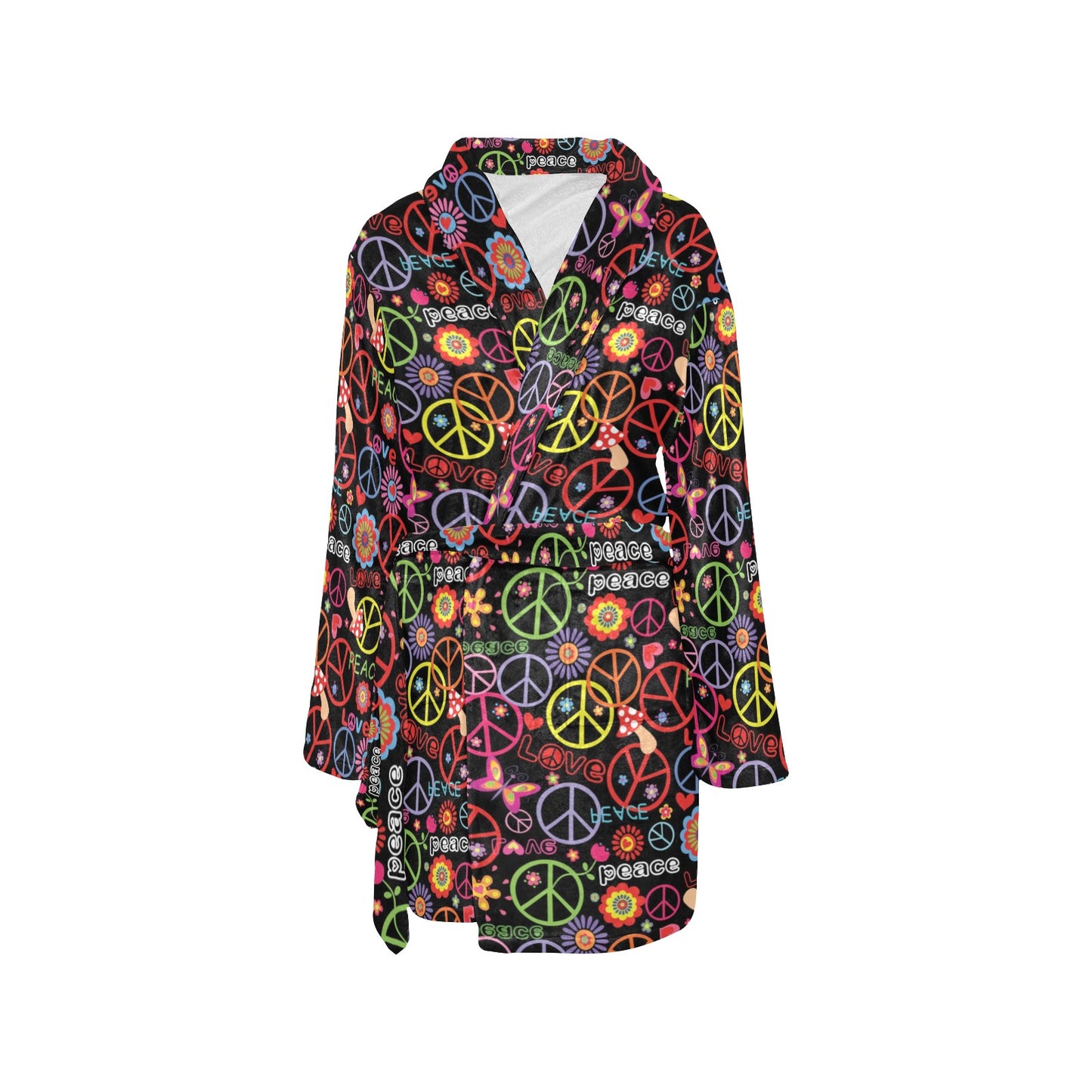 Peace Sign Colorful Design Print Women's Fleece Robe