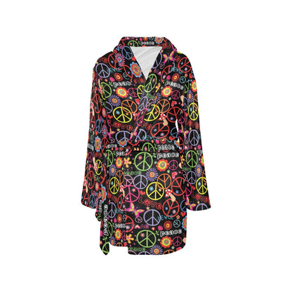 Peace Sign Colorful Design Print Women's Fleece Robe
