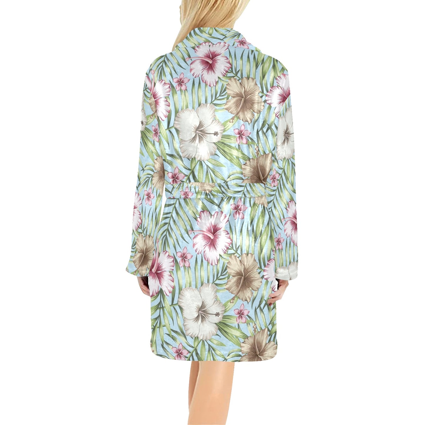 Tropical Flower Pattern Print Design TF05 Women's Fleece Robe