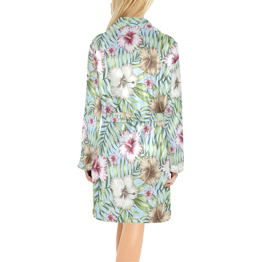 Tropical Flower Pattern Print Design TF05 Women's Fleece Robe